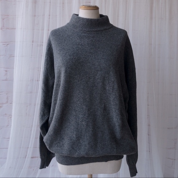 LAMBSWOOL Gray Unisex Crew Neck Sweater Made in Italy Size Large (oversized) - Picture 1 of 10